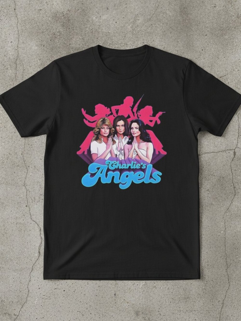 Charlie's Angels Graphic Tee | Retro 70s Style TV Show T-Shirt | Black Unisex